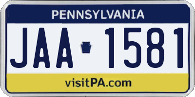 PA license plate JAA1581