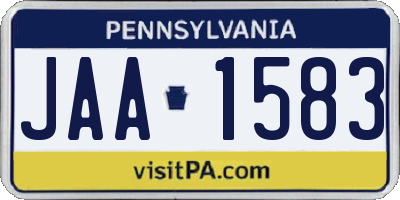 PA license plate JAA1583