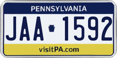 PA license plate JAA1592