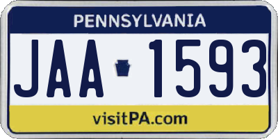 PA license plate JAA1593