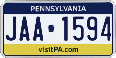 PA license plate JAA1594