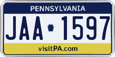 PA license plate JAA1597