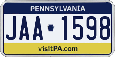 PA license plate JAA1598