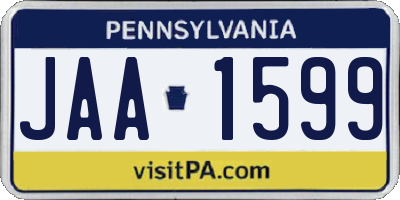 PA license plate JAA1599