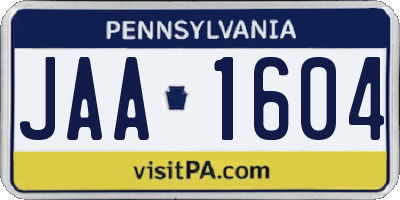 PA license plate JAA1604