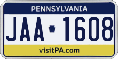 PA license plate JAA1608