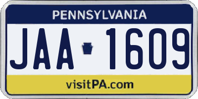 PA license plate JAA1609