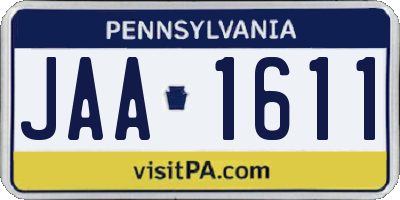 PA license plate JAA1611