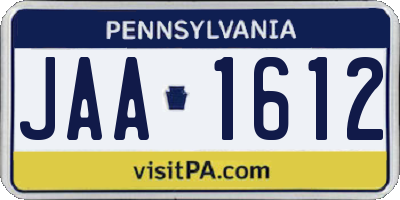 PA license plate JAA1612