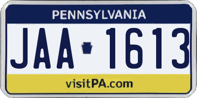 PA license plate JAA1613