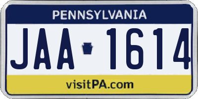 PA license plate JAA1614