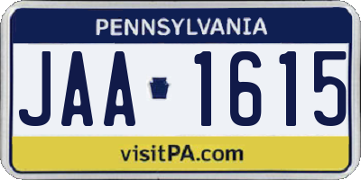 PA license plate JAA1615