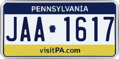 PA license plate JAA1617