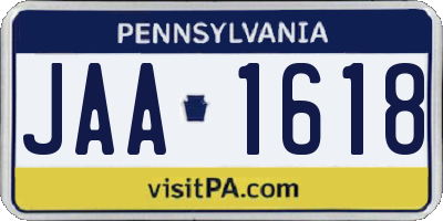 PA license plate JAA1618