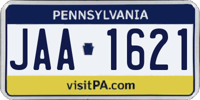PA license plate JAA1621
