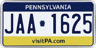 PA license plate JAA1625