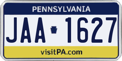 PA license plate JAA1627