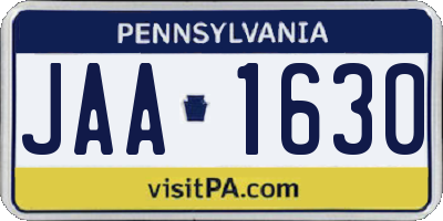 PA license plate JAA1630