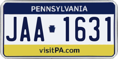 PA license plate JAA1631