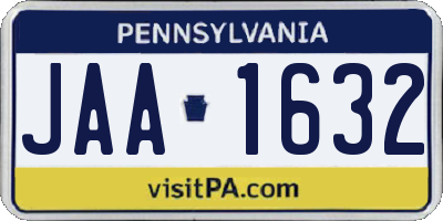 PA license plate JAA1632