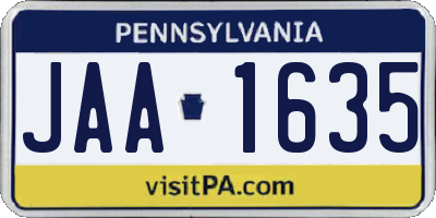 PA license plate JAA1635