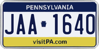 PA license plate JAA1640