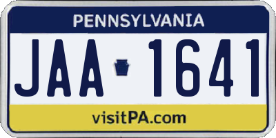 PA license plate JAA1641