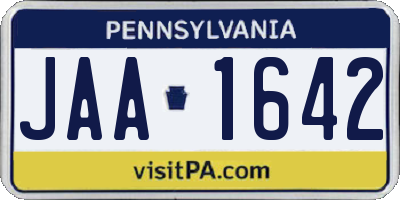 PA license plate JAA1642