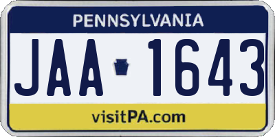 PA license plate JAA1643