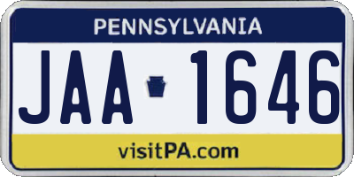 PA license plate JAA1646