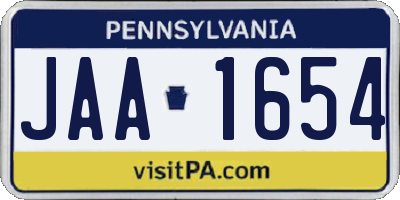 PA license plate JAA1654