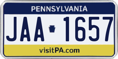 PA license plate JAA1657