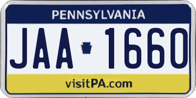 PA license plate JAA1660