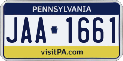 PA license plate JAA1661