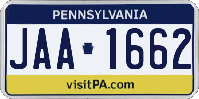PA license plate JAA1662