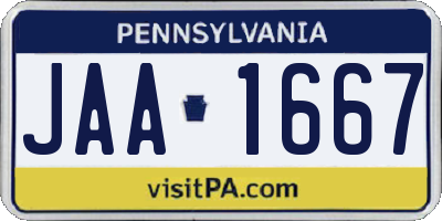 PA license plate JAA1667