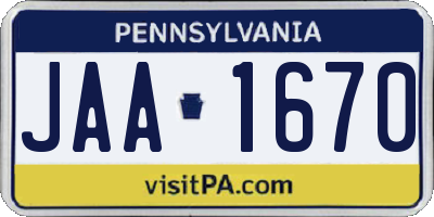 PA license plate JAA1670