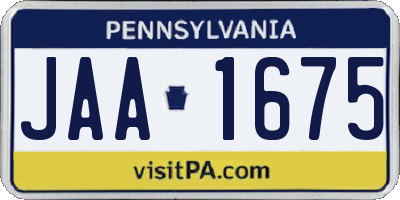 PA license plate JAA1675