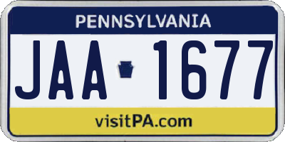 PA license plate JAA1677