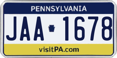 PA license plate JAA1678