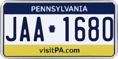 PA license plate JAA1680