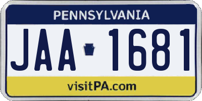 PA license plate JAA1681