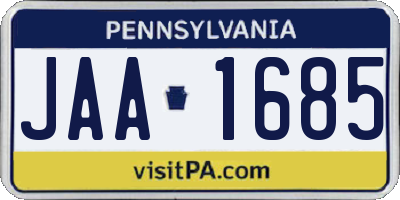 PA license plate JAA1685