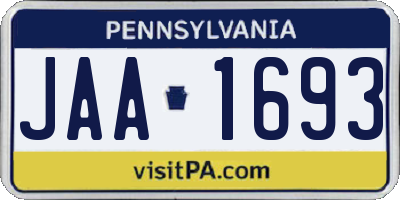 PA license plate JAA1693