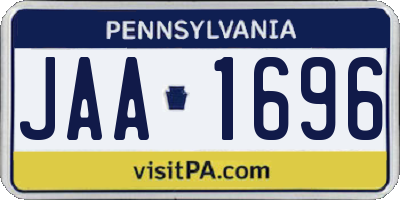 PA license plate JAA1696