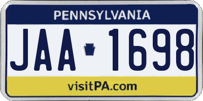 PA license plate JAA1698