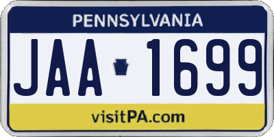 PA license plate JAA1699