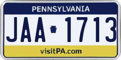 PA license plate JAA1713