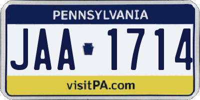 PA license plate JAA1714