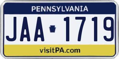 PA license plate JAA1719